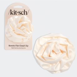 Satin Rosette Flat Cloud Clip in Cream - Medium