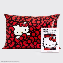 Kitsch x Hello Kitty Satin Pillowcase in Kitty Bathes in a Sea of Bows