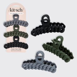 Black & Moss Chain Claw Clips 3pc Set